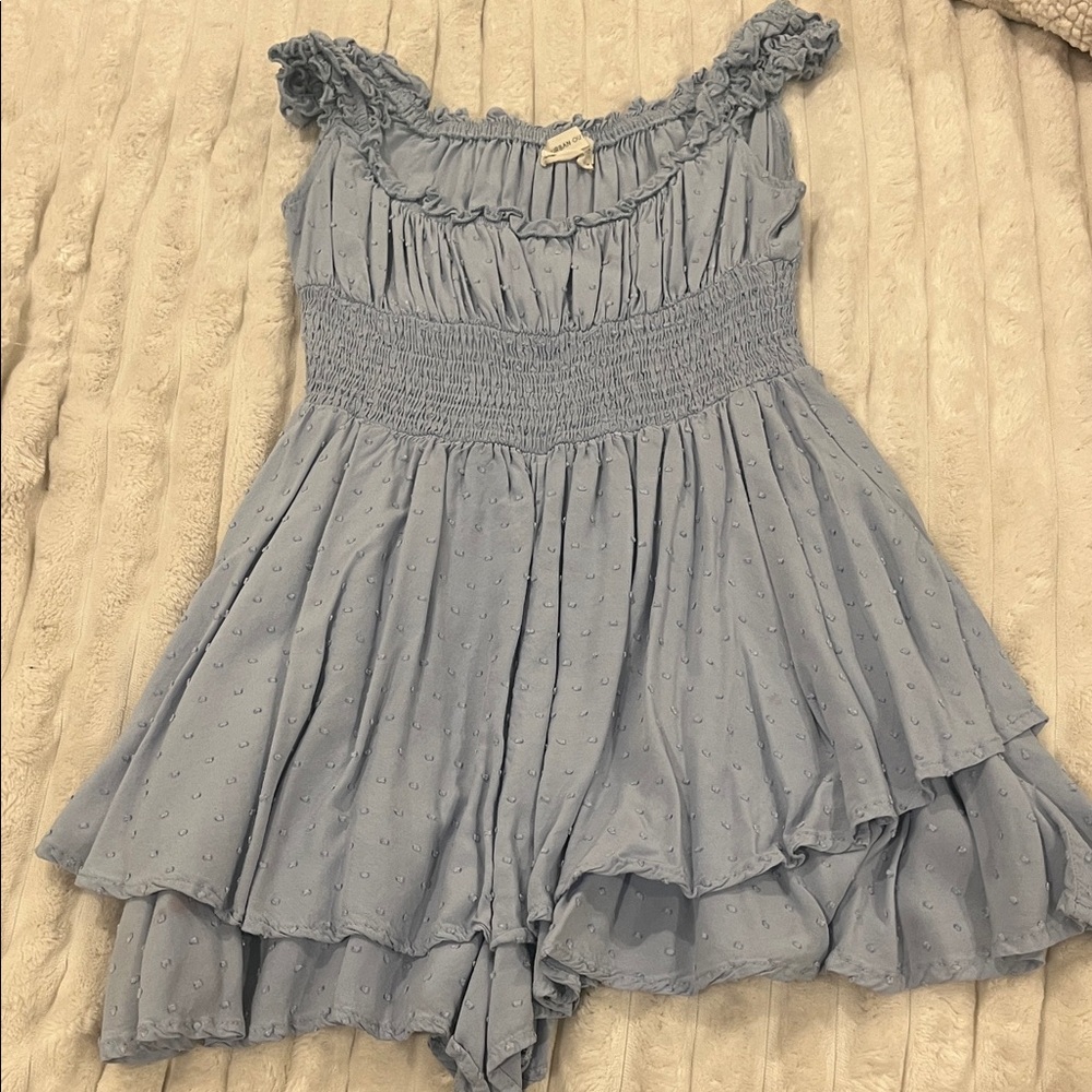 Urban Outfitters Light Blue Ruffled Romper